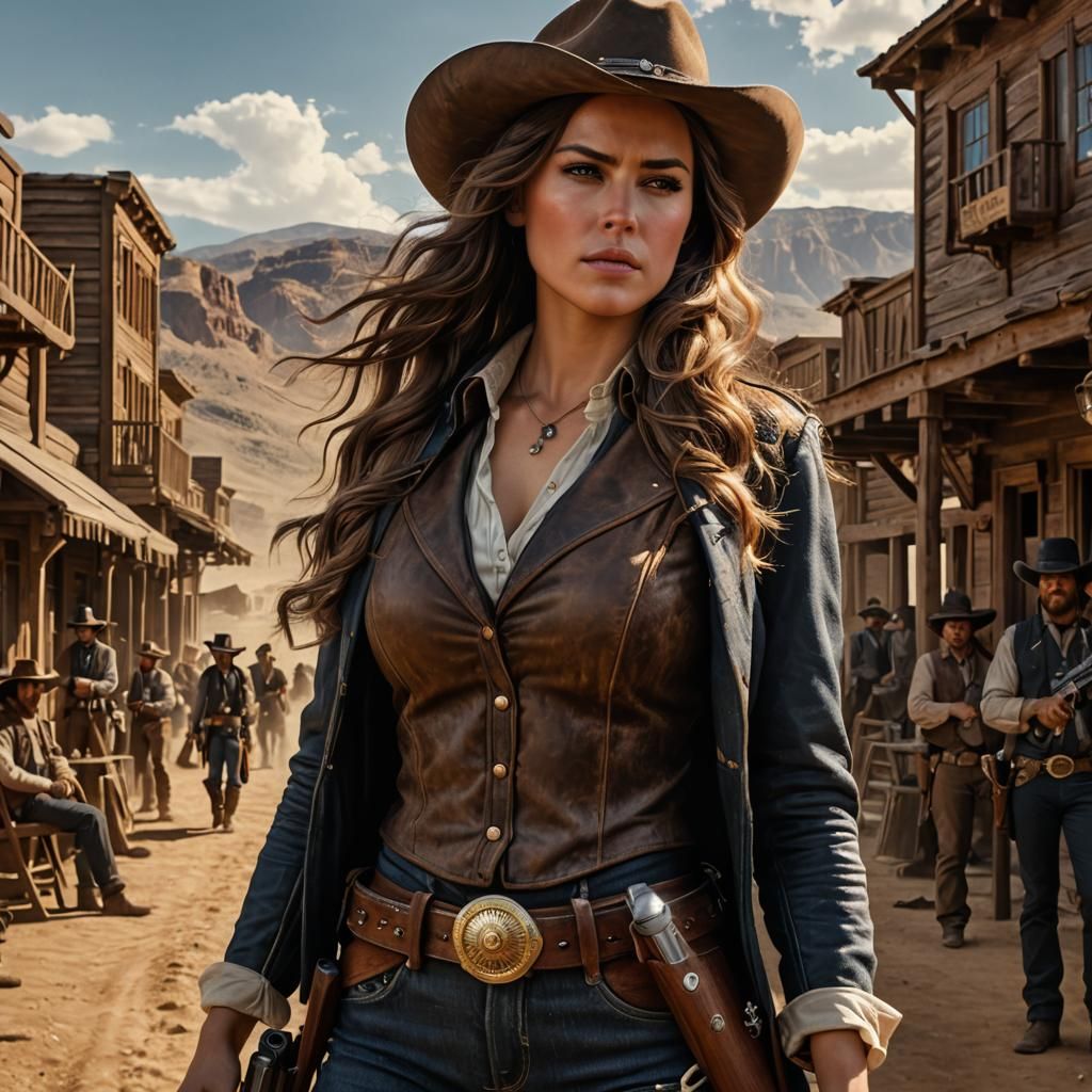 Female Gunslinger in the Wild West: Photorealistic Detail