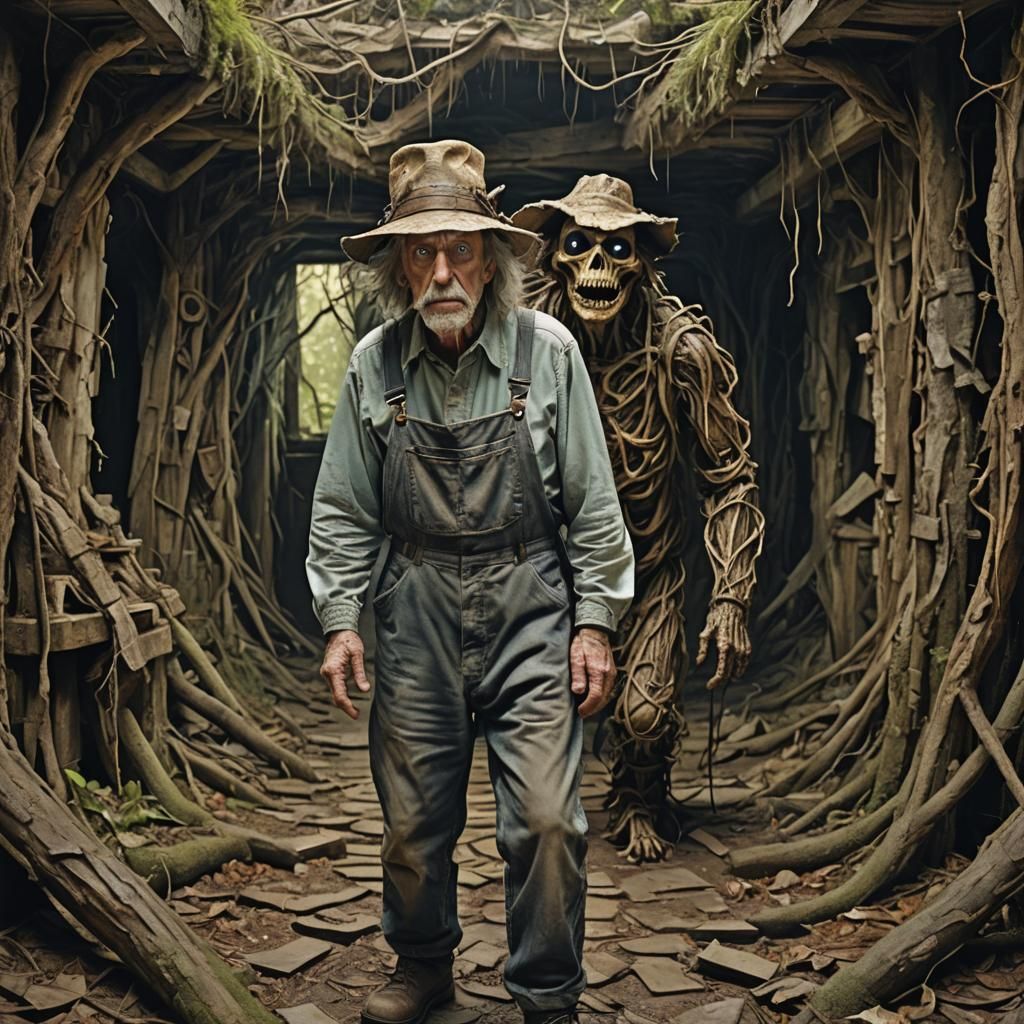 Surreal Appalachian Man in a Hellish Labyrinth