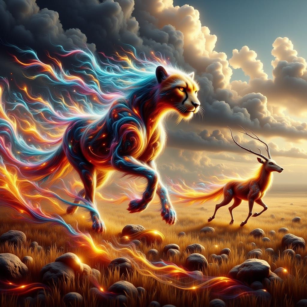 Cheetah in High-Speed Pursuit through Vibrant Savannah