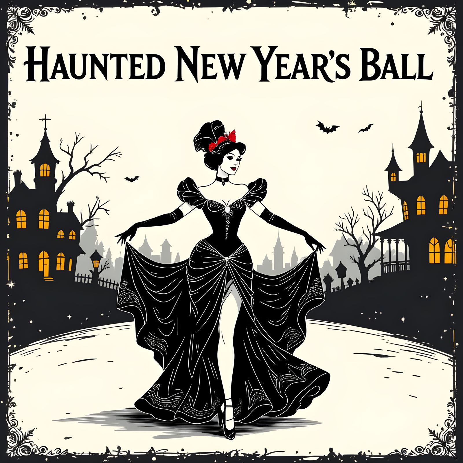 Haunted New Year's Ball Party Scene