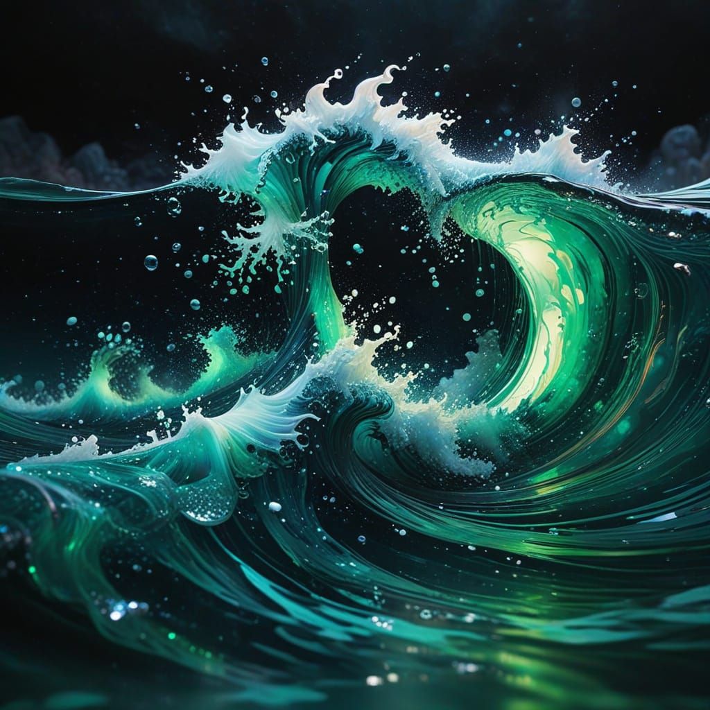 Enchanting Underwater Galaxy in Dreamy, Hokusai-Inspired Sty...