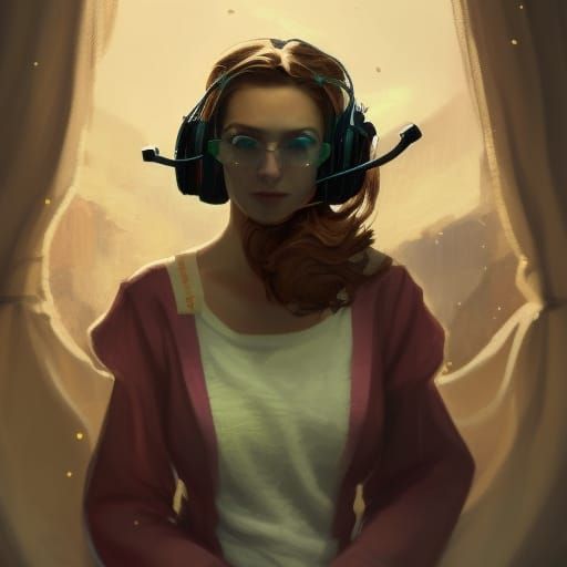 Librarian Listens: Hyperdetailed Art Nouveau Portrait