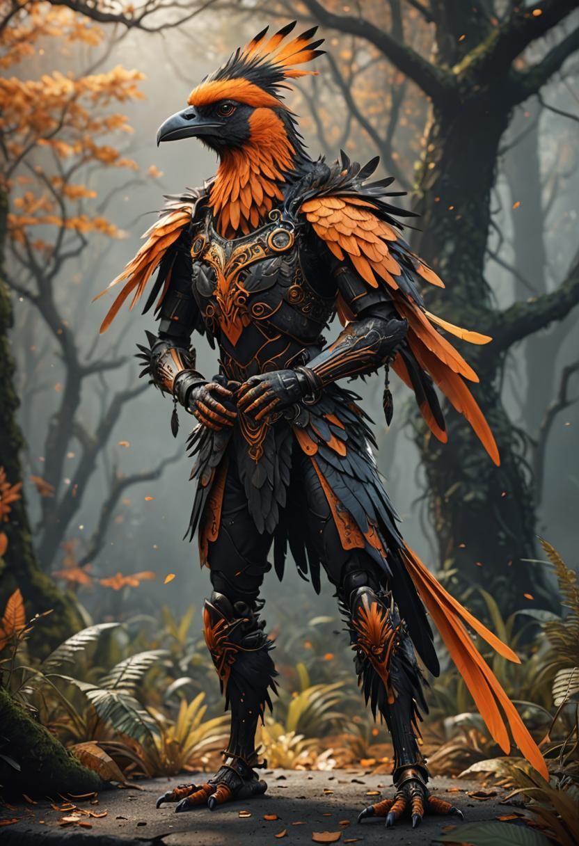 Feathered Humanoid Bird Hybrid in Detailed Digital Painting