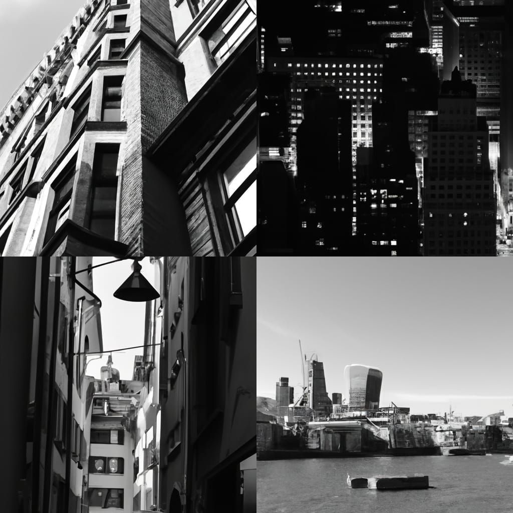 Monochrome Cityscape in Black and White