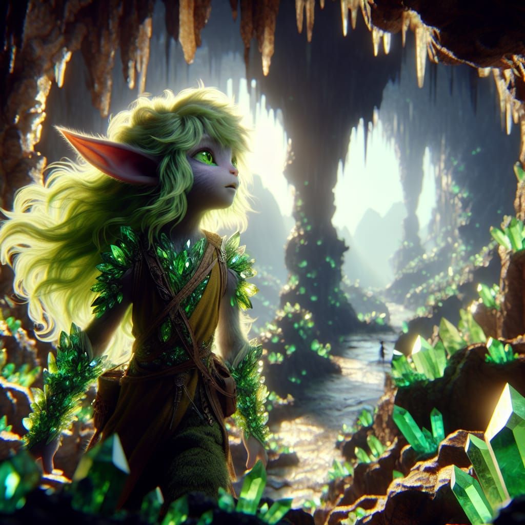 Crystalline Cave: A Fantasy Satyr Girl Matte Painting