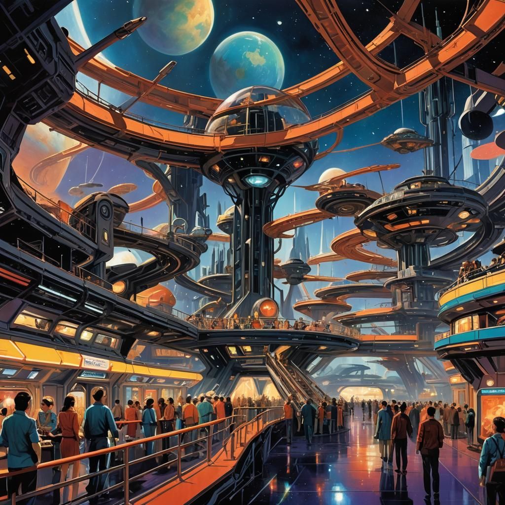 Futuristic Space Theme Park Amidst Nebulae