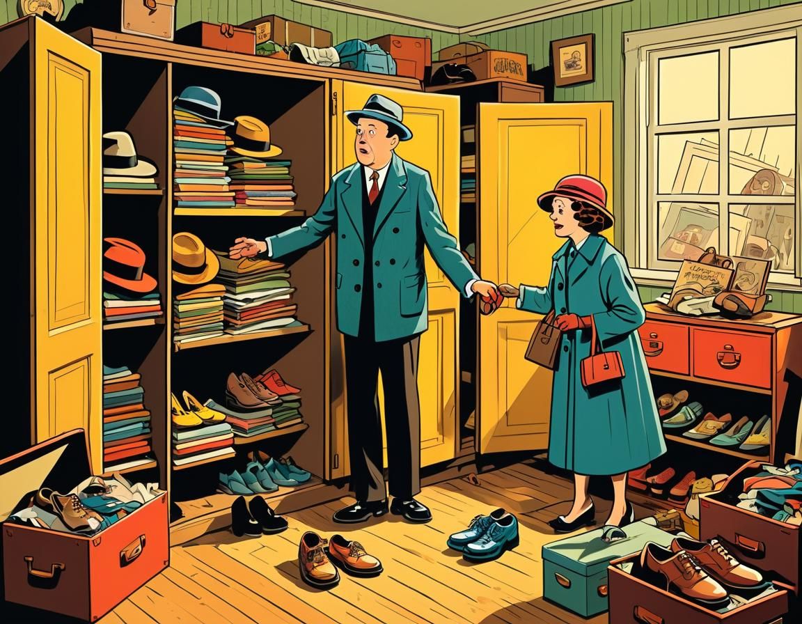Fibber McGee and Molly's Cluttered Closet: Vintage Illustrat...
