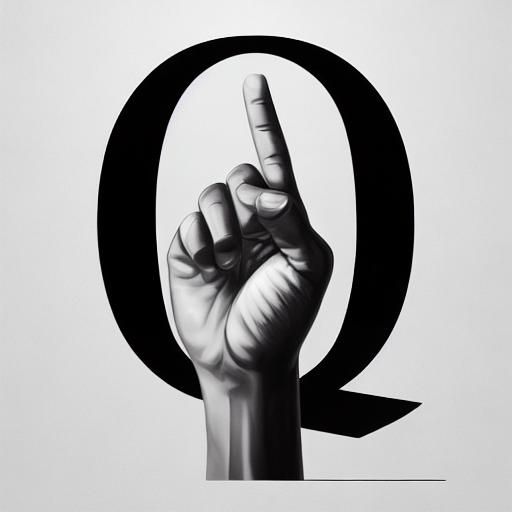 Detailed Pencil Sketch: Hand Gesture with Letter Q