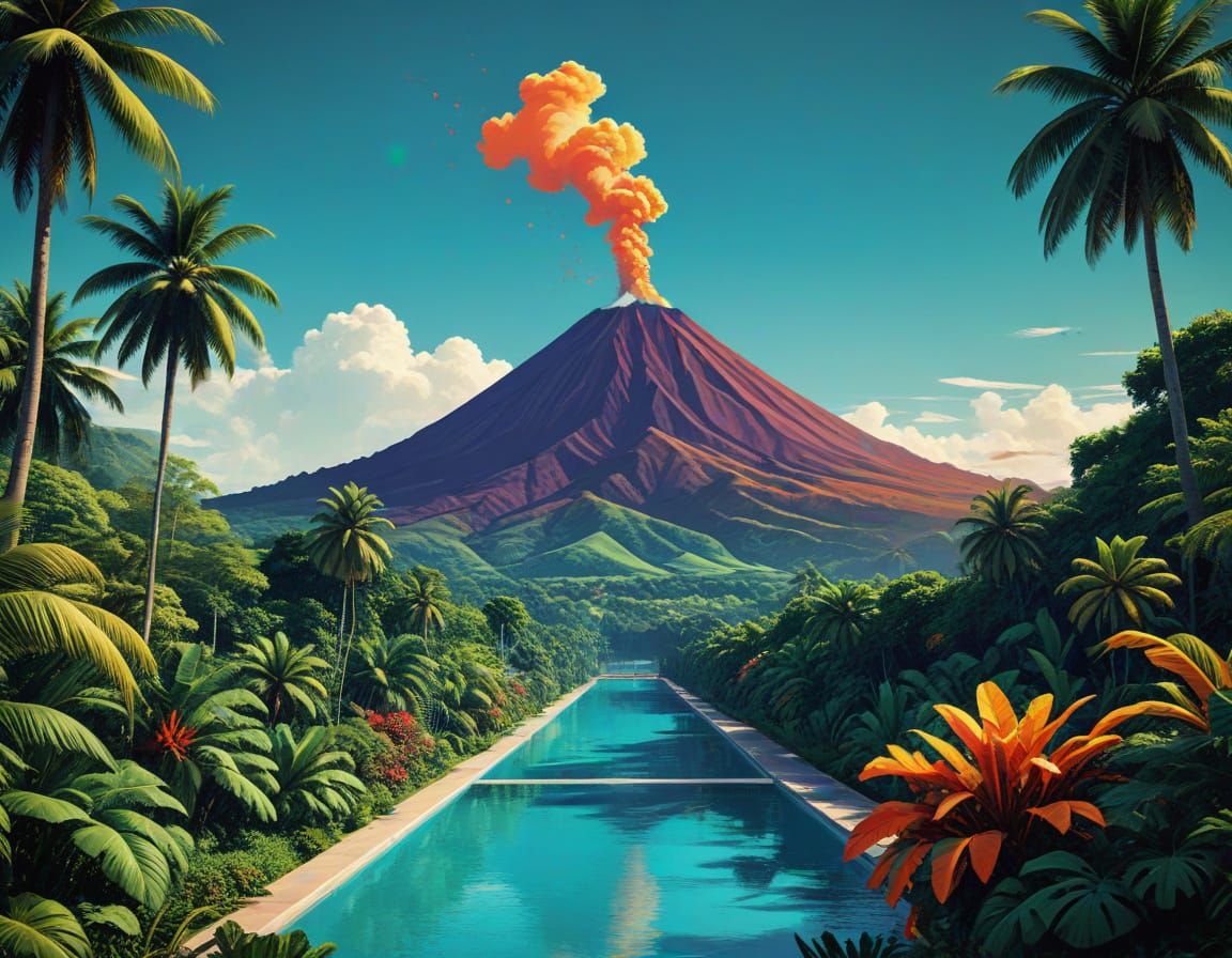 Tropical Island Oasis with Majestic Mont Pelee