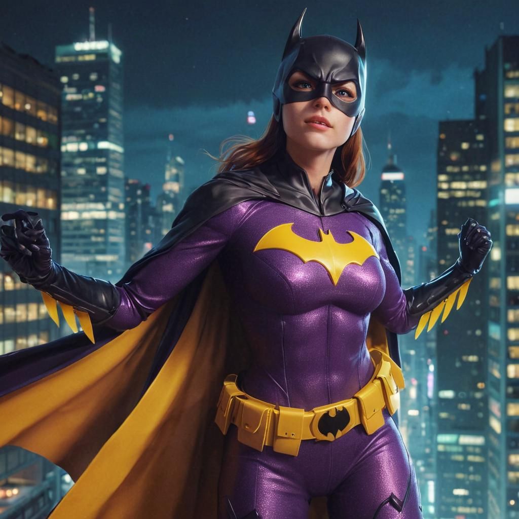 Batgirl in Purple Costume: 3D Anime Art
