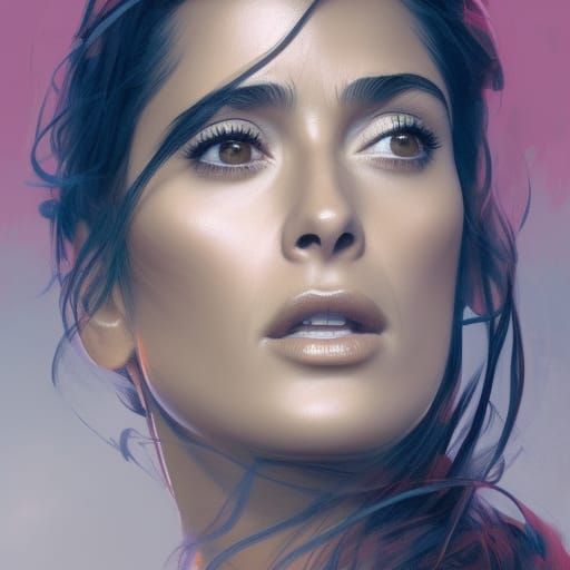 Salma Hayek Portrait in Art Nouveau Style