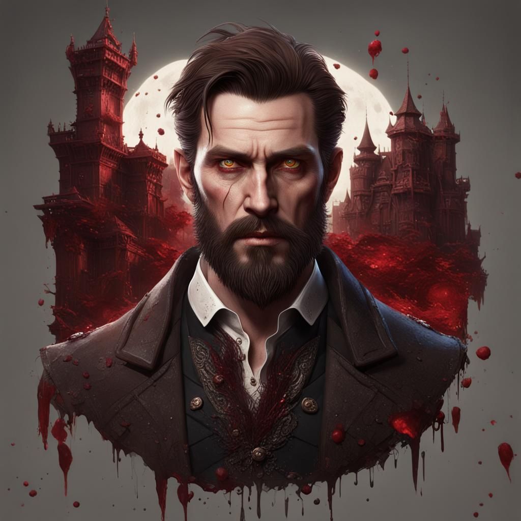 Gaunt Evil Man with Crimson Eyes: Fantasy Art