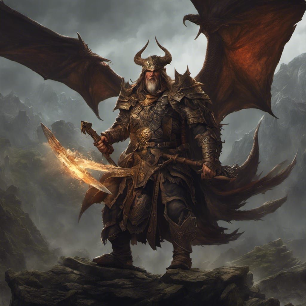 Keorl Thunderhand: Dragon Slayer in Dark Fantasy Art