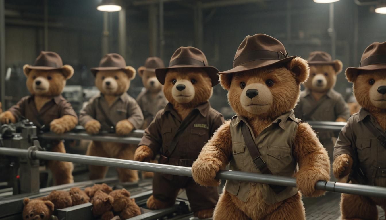 Teddy Bears on a Production Line: Cinematic Still