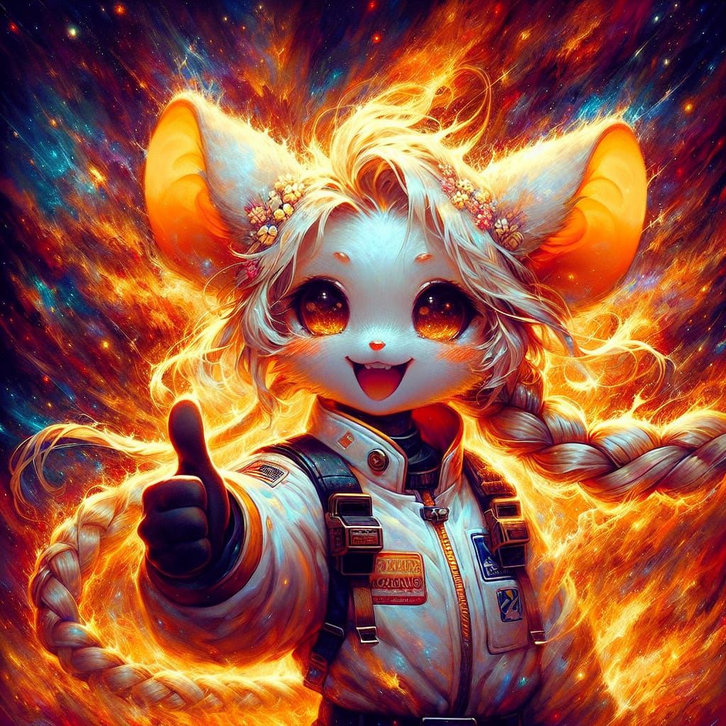 Anime Mouse Pilot in Oil and Digital Art