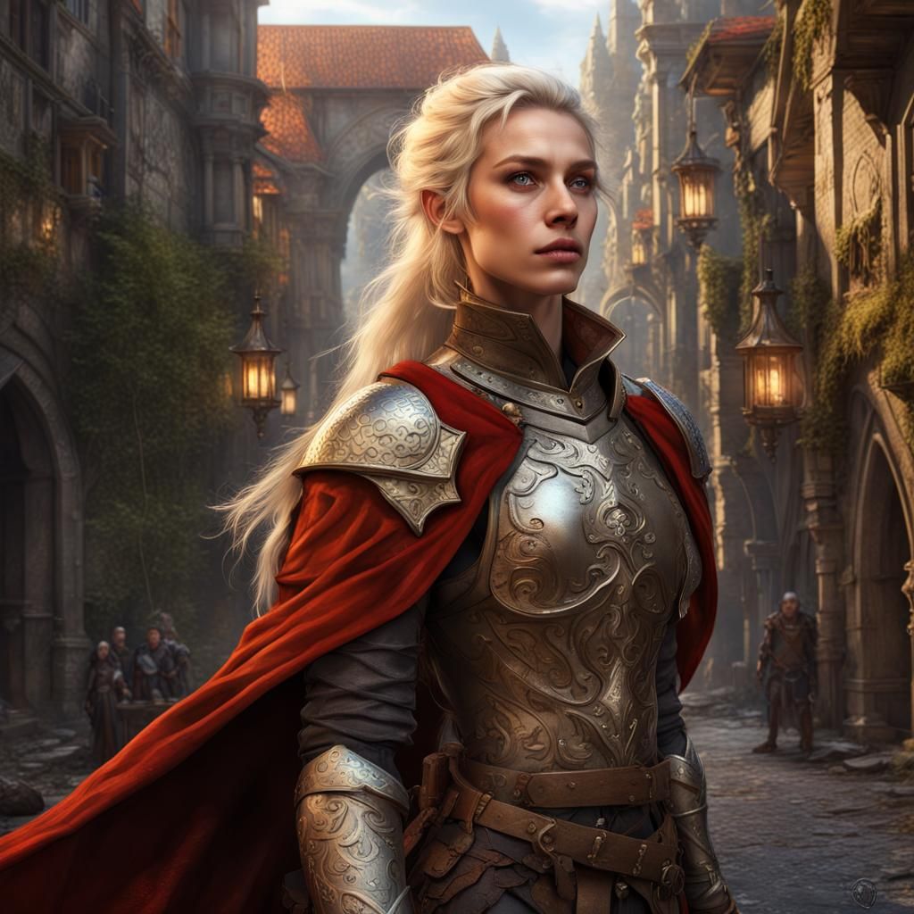 Renaissance Ranger with Griffon, Detailed Matte Painting