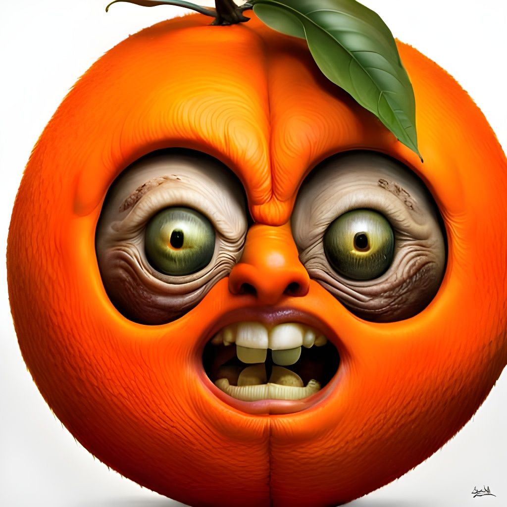 Grotesque Slimy Orange Creature Grinning Widely