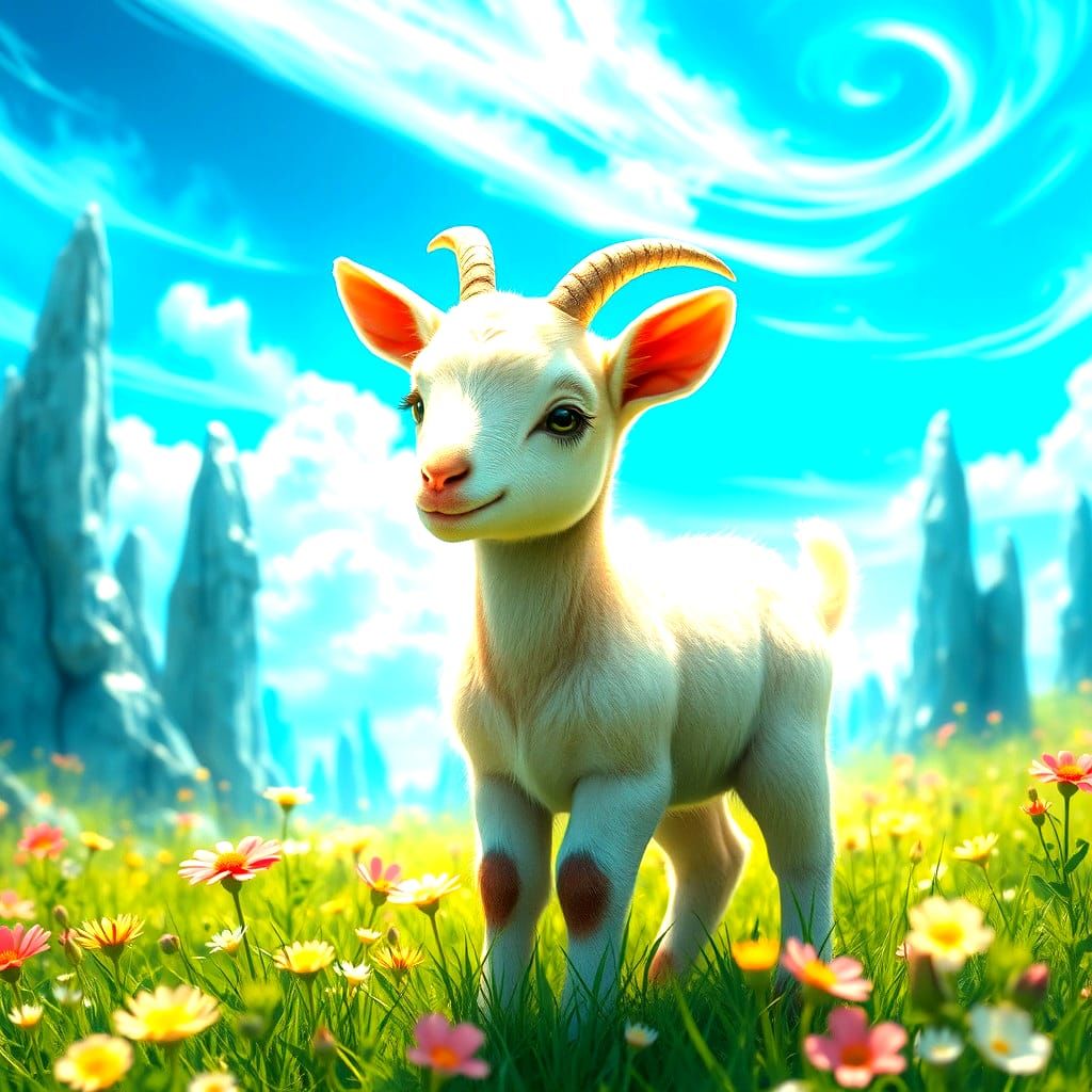 Fantastical Baby Goat in Detailed Matte Painting