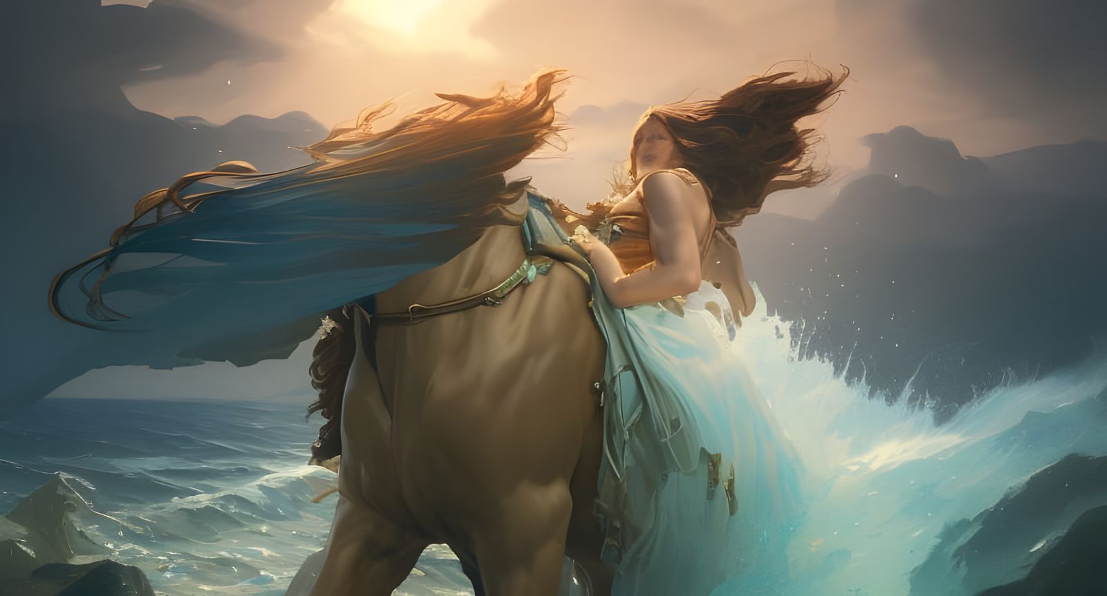 Stallion Emerges from the Sea: Splash Art Portrait