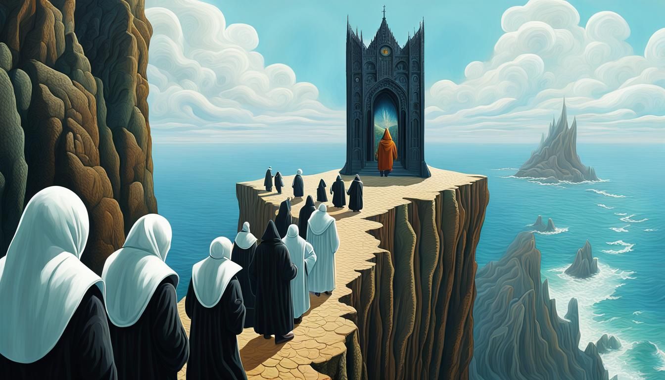 Surreal Monks Converge on iPhone: Varo-Carrington Style
