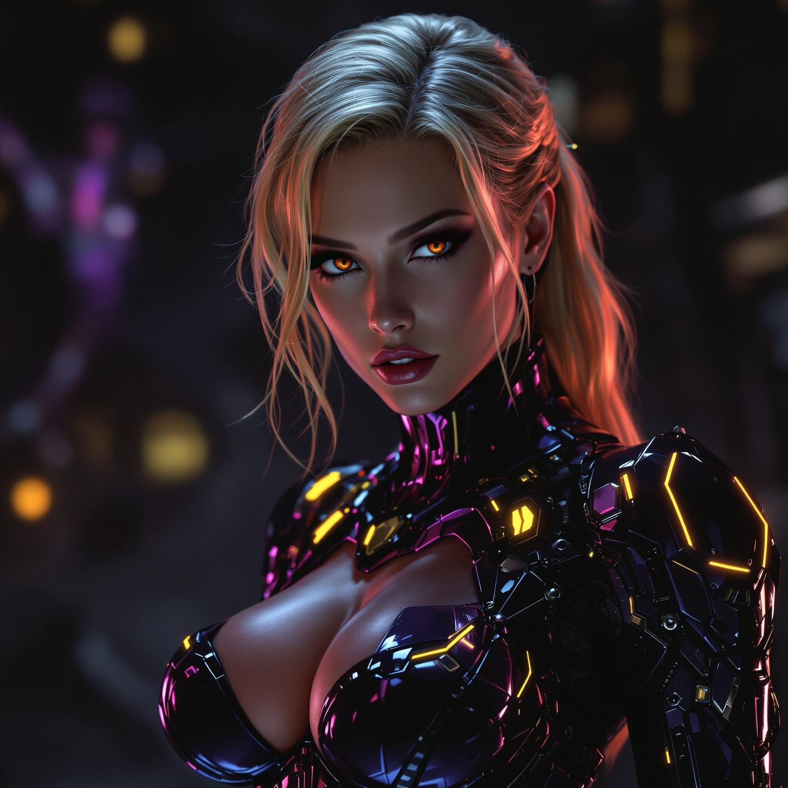 Futuristic Woman in Latex Armor, Digital Art