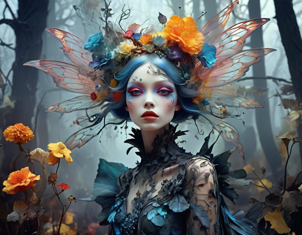 Smoke Fairy in Charred Forest, Digital Art