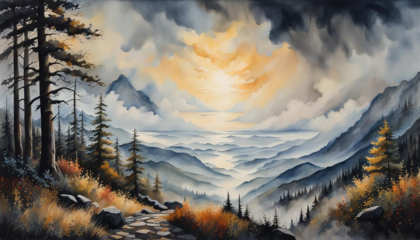 Creation of Heaven and Earth: Watercolor Painting