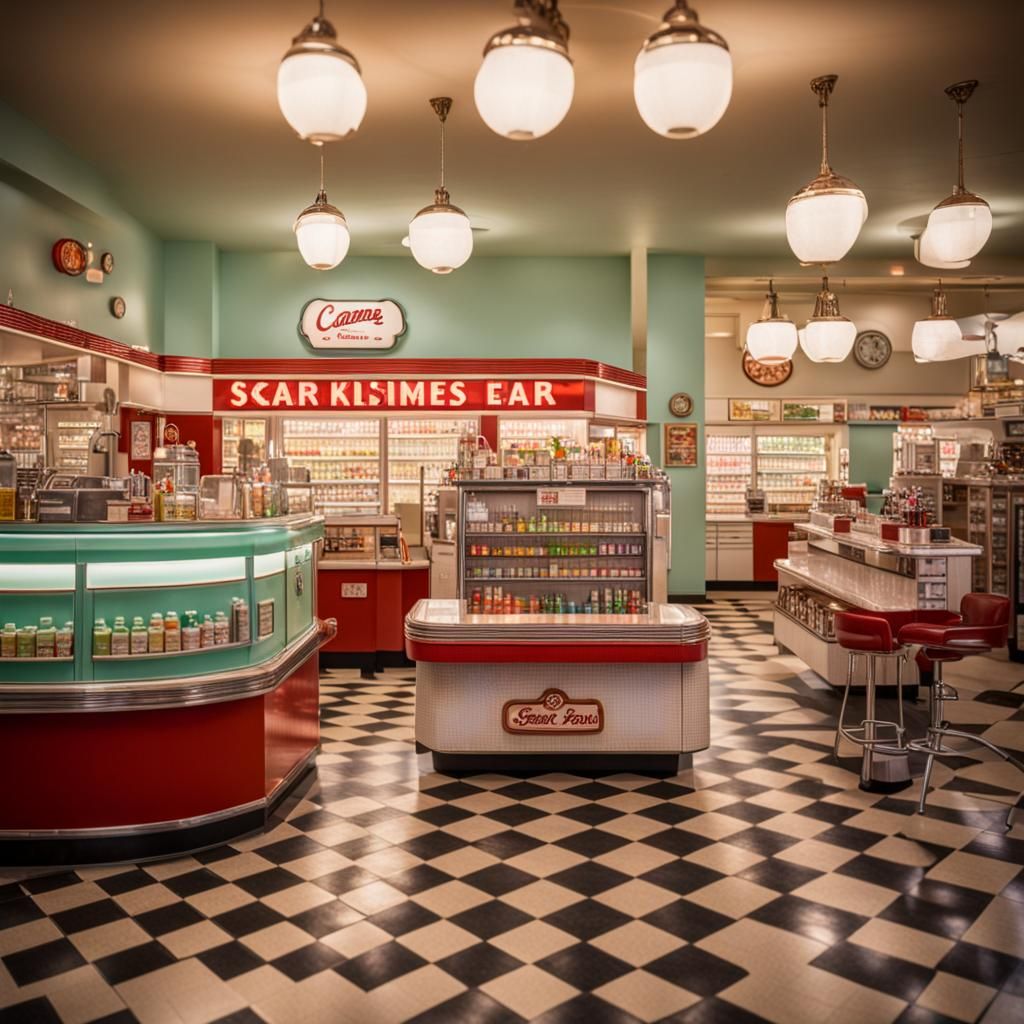 1950s Drug Store with Soda Fountain