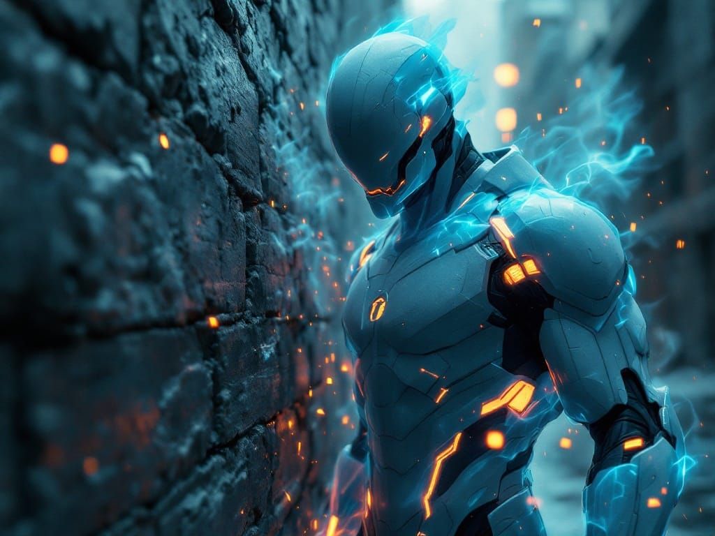 Ghostly Superhero Transcends Reality in Cinematic Gray and B...