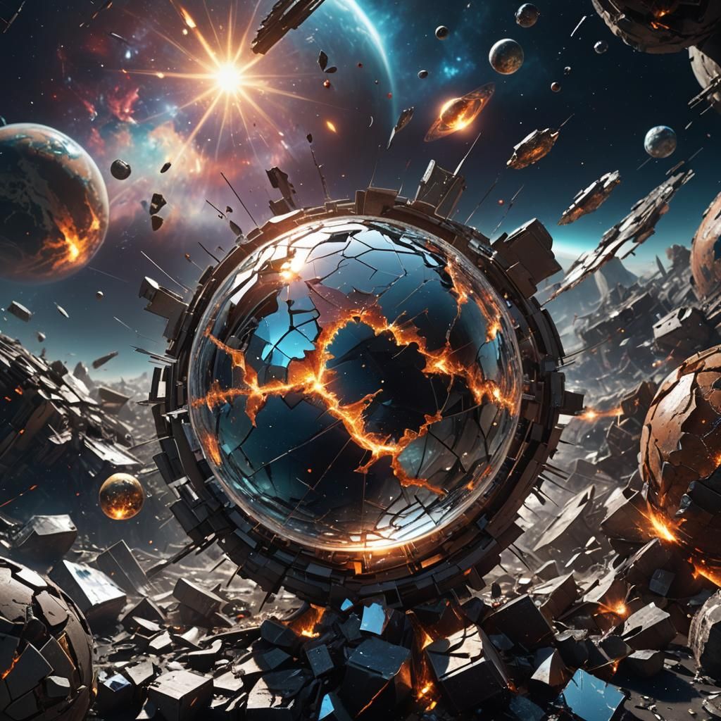 Planet Destroyed in Shattered Glass: 8K Art
