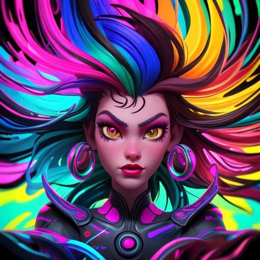 Vibrant Candy Art Portrait with Neon Lights