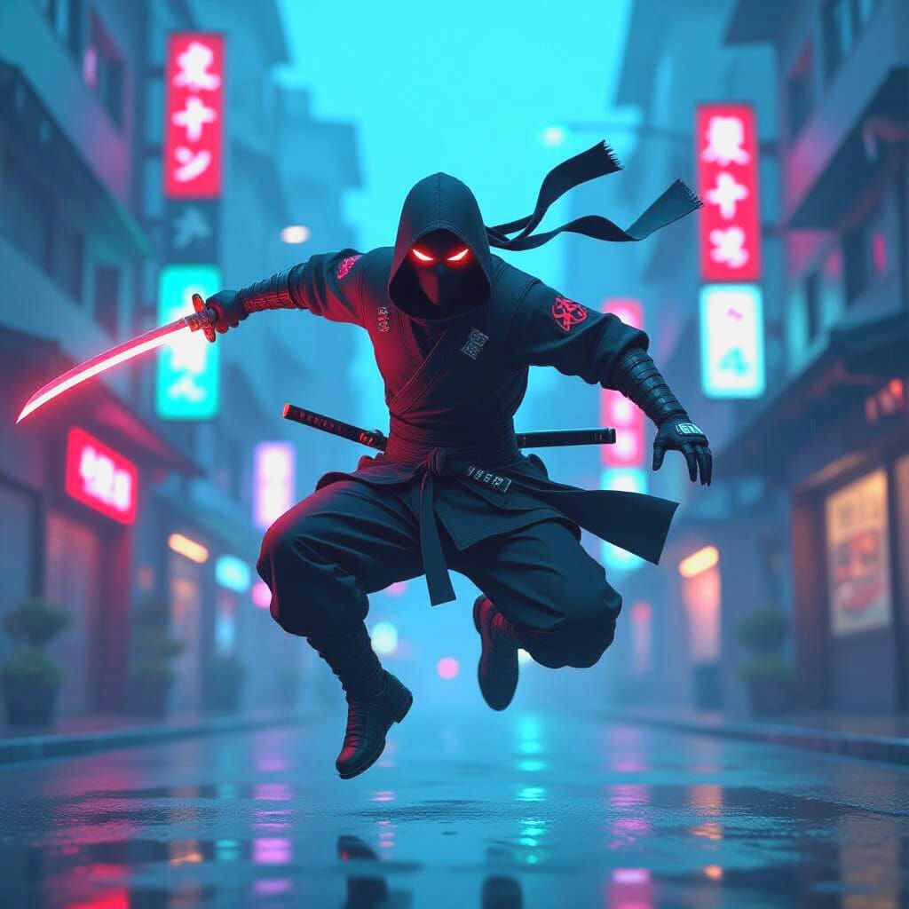 On the scroll Ninja XL fighting