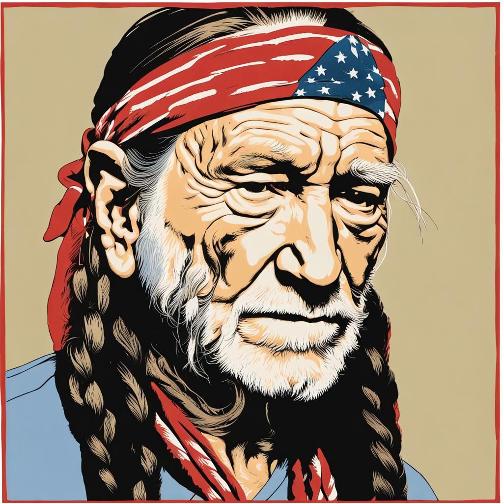 Willie Nelson Screen Print Portrait