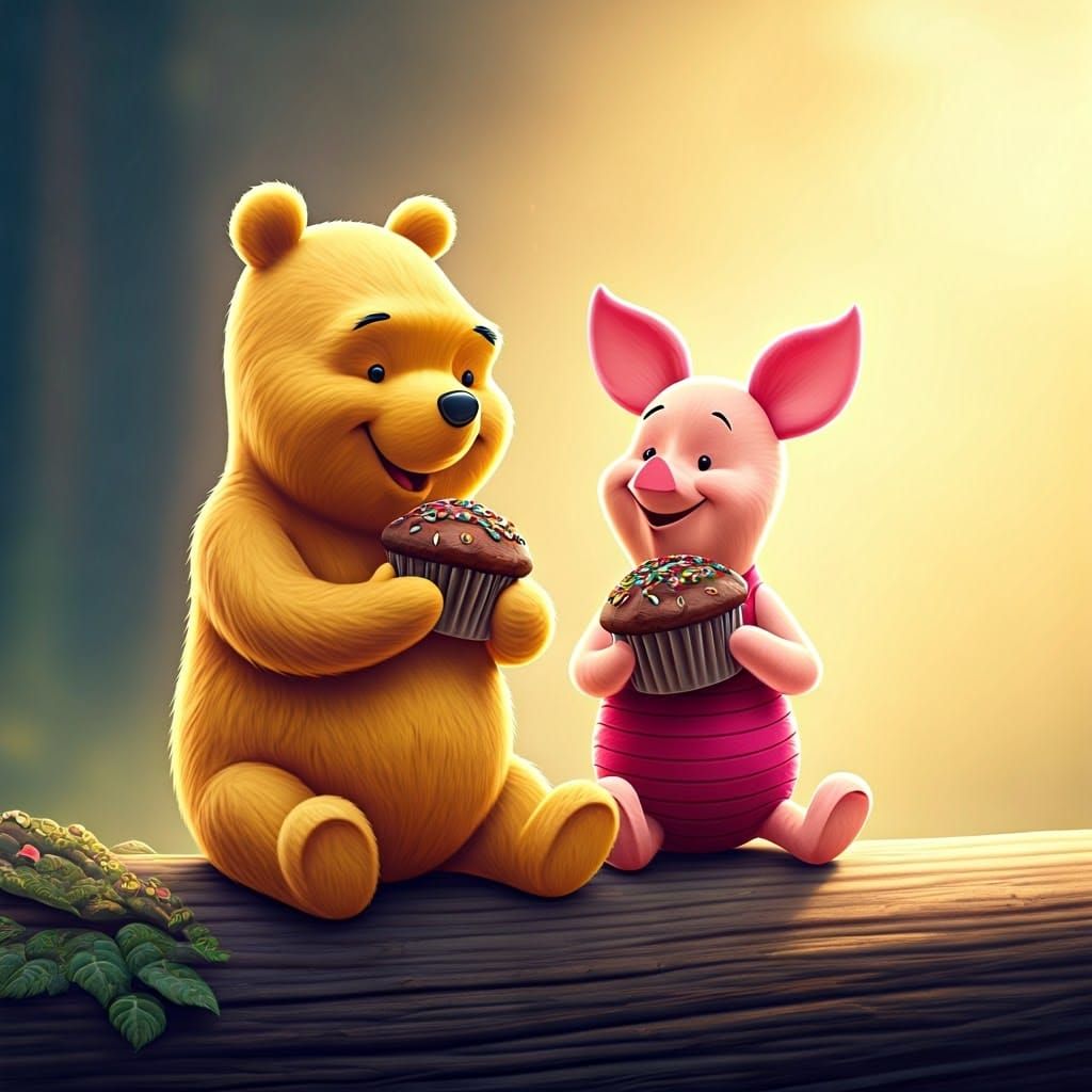 Pooh and Piglet's Cupcake Feast in Winter