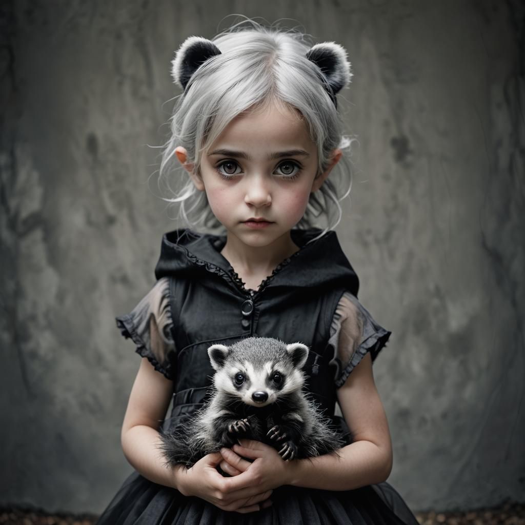 Pixie Child Portrait with Chibi Badger