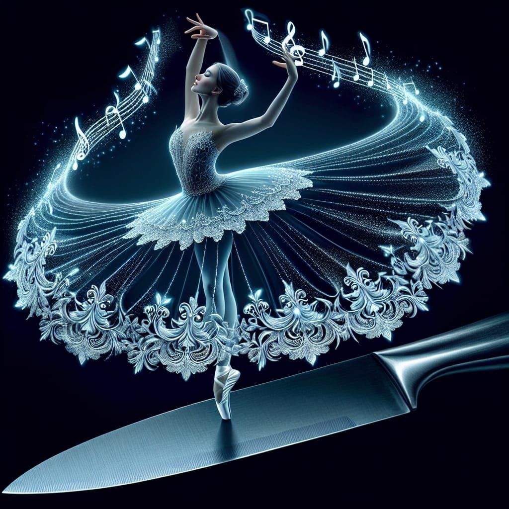Bioluminescent Ballerina Dancing on a Knife's Edge
