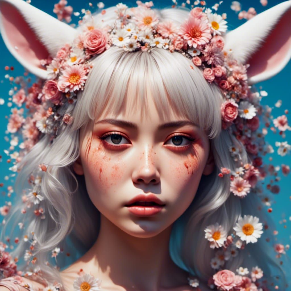 Hyperreal Close-up Portrait in Polaroid Style