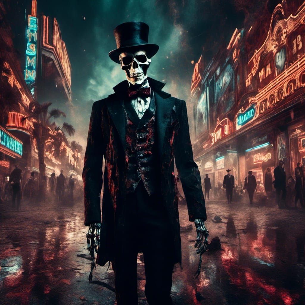 Macabre Skeleton Strolls Las Vegas Strip