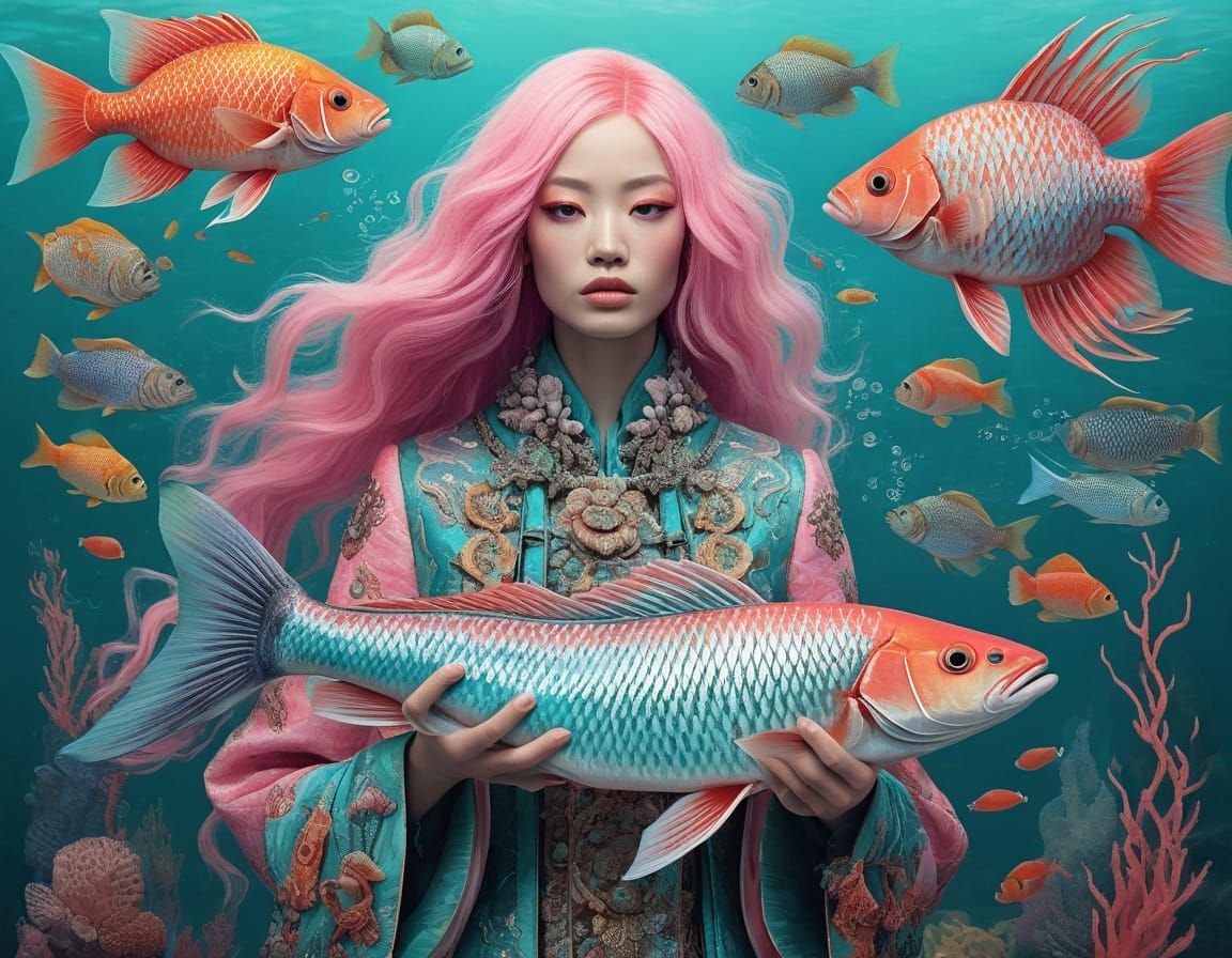 Surreal Portrait of a Whimsical Beauty with a Fantastical Fi...