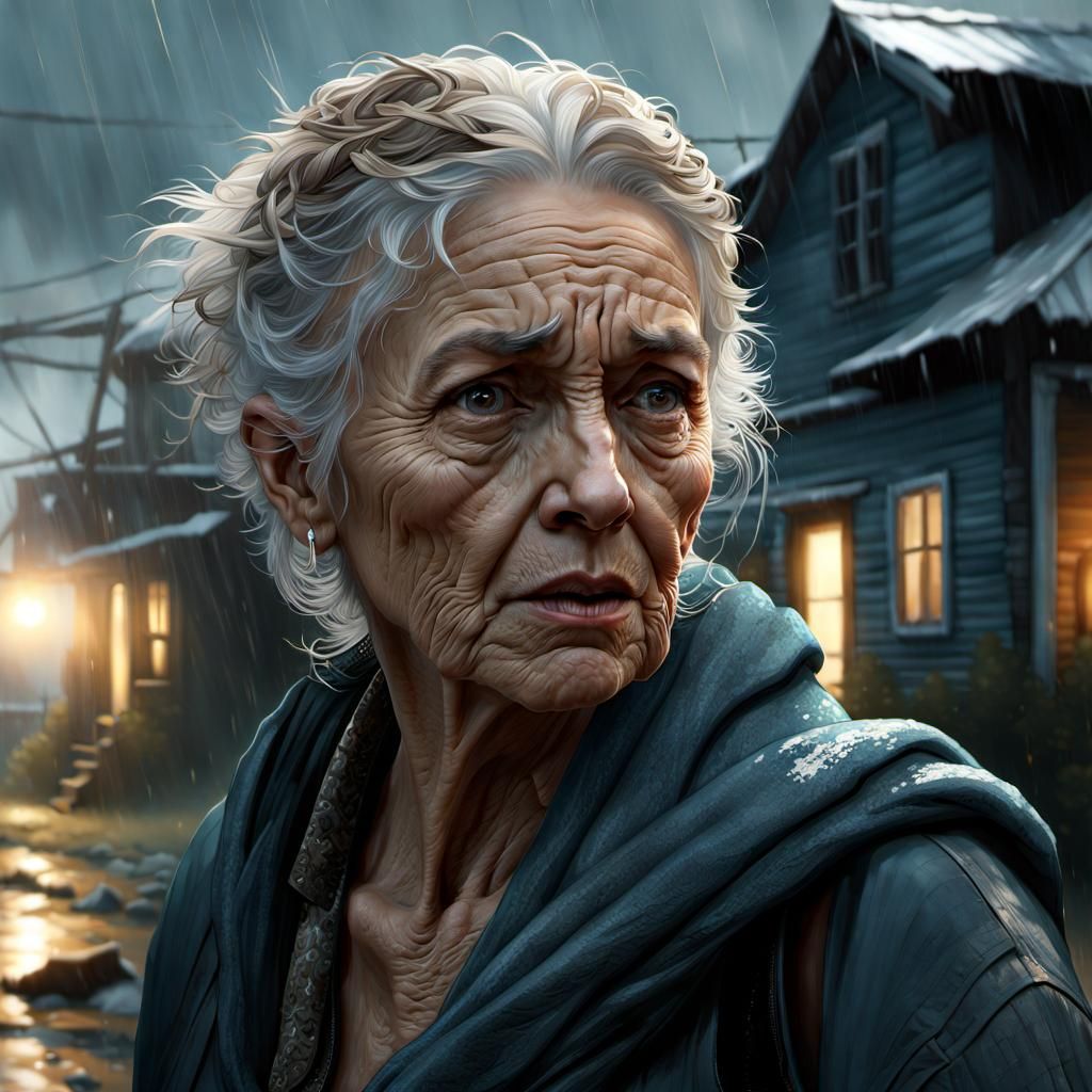 Sorrowful Portrait of a Woman After Hurricane