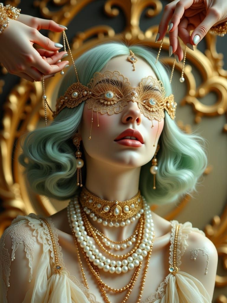 Rococo Marionette in Decaying Ballroom