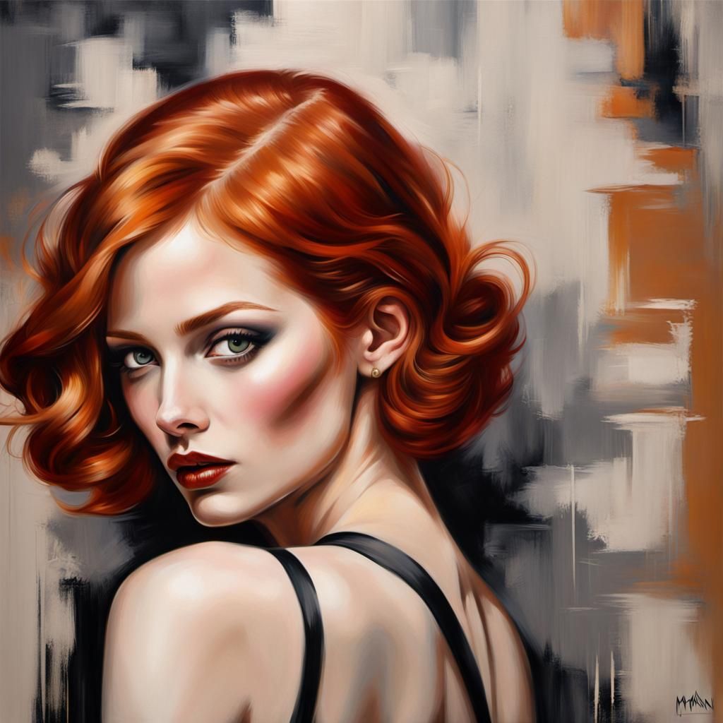Redhead Model in 1920s Style: A Captivating Portrait