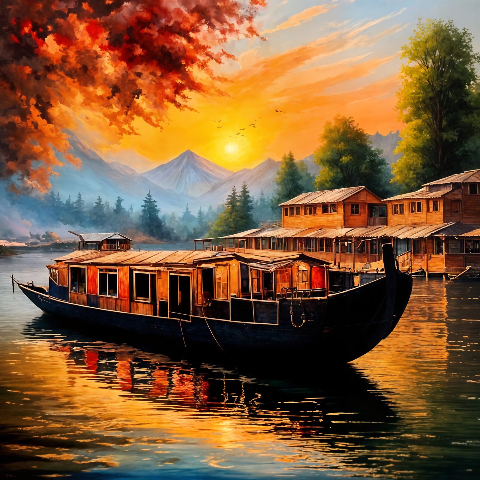 River Houseboat at Vivid Sunset