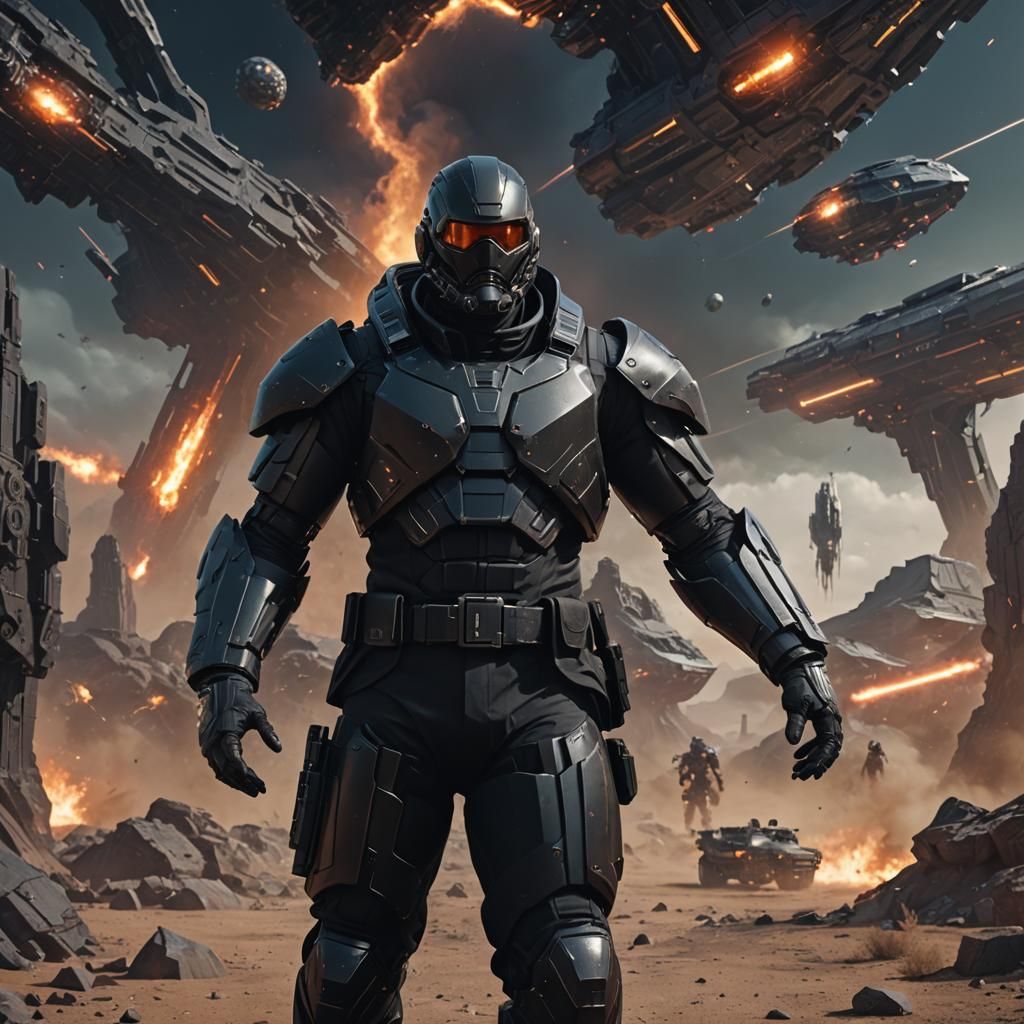 Sci-Fi Soldier in Detailed Matte Painting