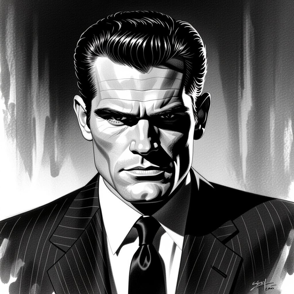 Chet Baker Portrait in Sin City Graphite Style