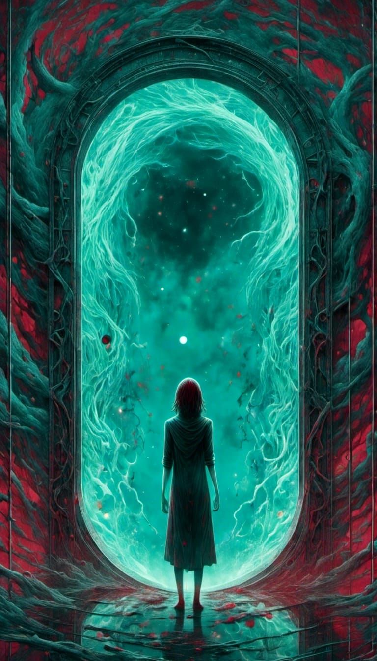 <lora:SurDime:1.0> dimensions walk inside portal your inner fear <demons:1.3> live in this darkened unpleasant. Horror m...