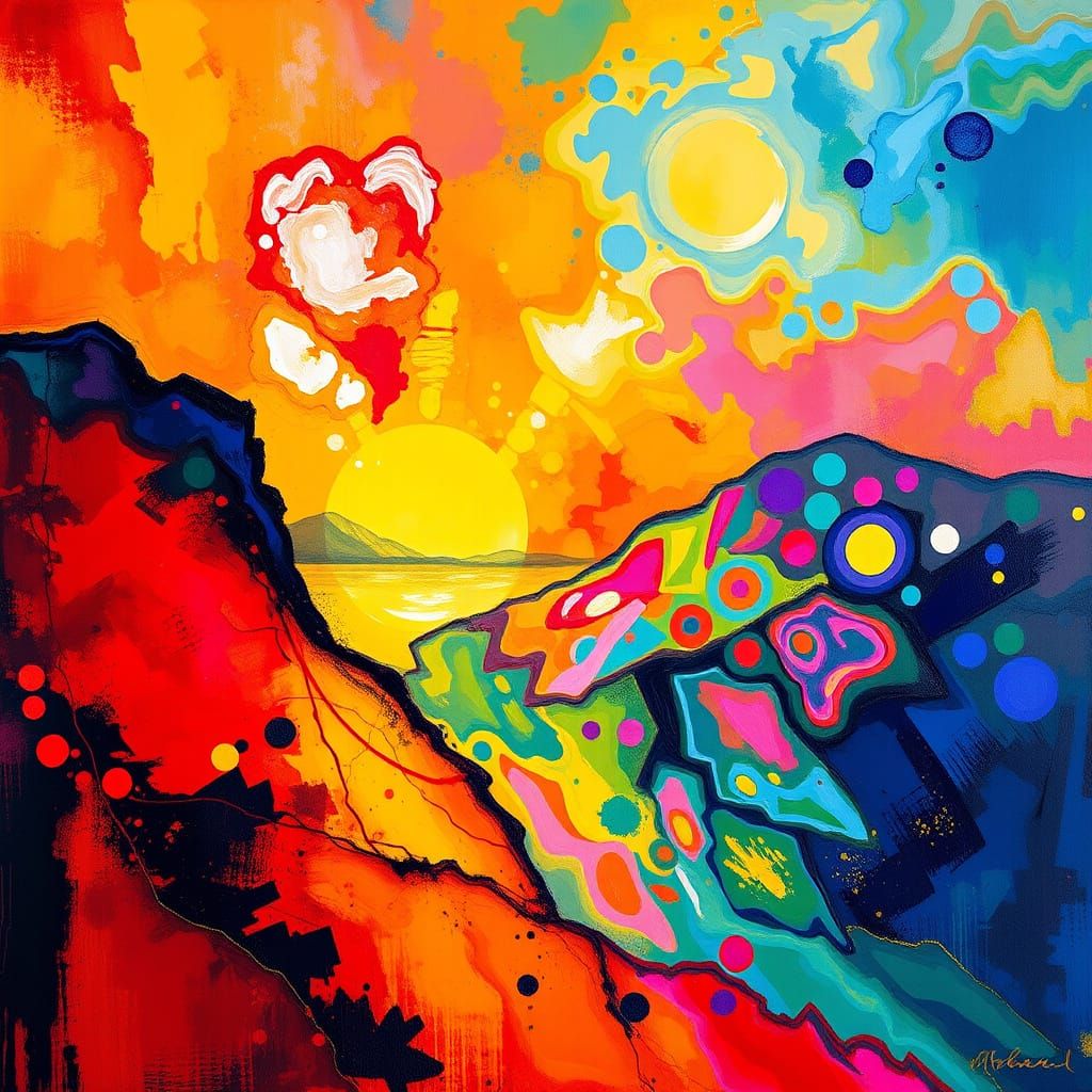 Abstract Landscape Shimmers with Radiant Color