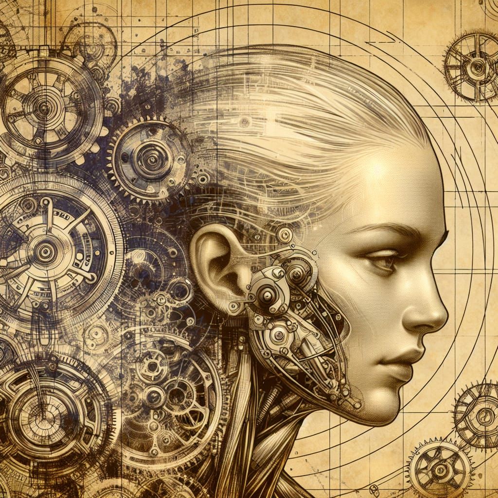 Mechanical Anatomy Study in Bronze and Silver Style