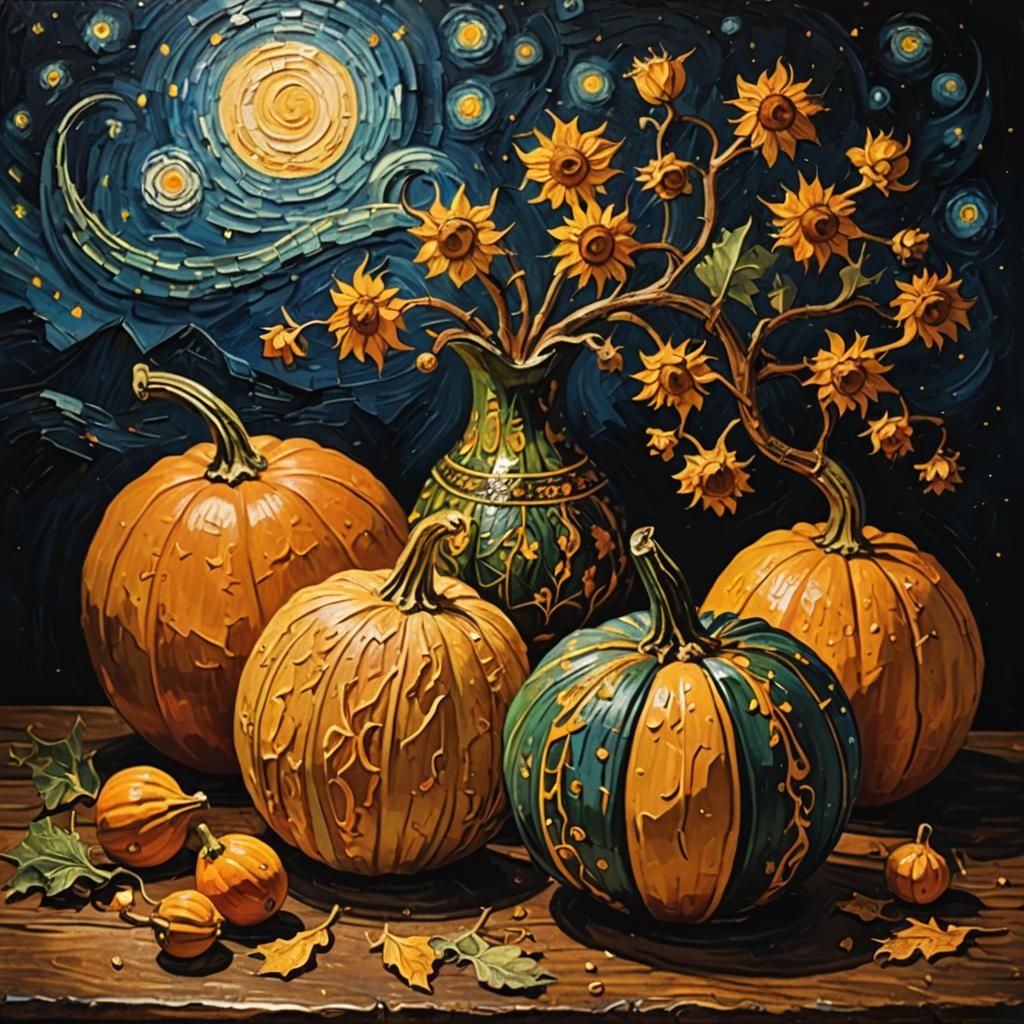Gourd Still Life in Impressionist Style
