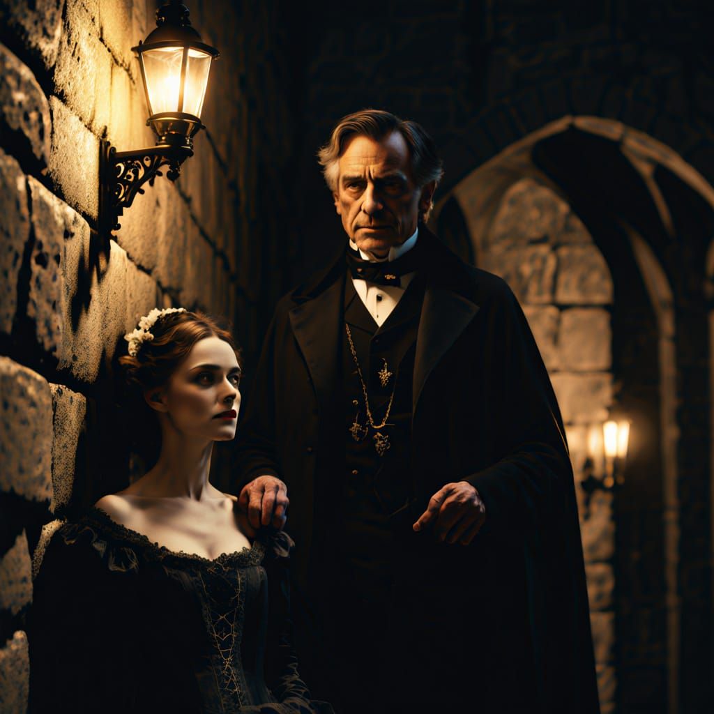 Victorian Gothic Romance in Chiaroscuro Style